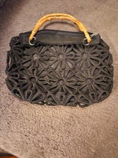 Vintage Black Kiss Lock Womens Hand Bag With ...
