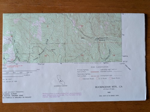 USGS Topo Map 7.5' Quad Buckingham Mtn., CA 37119-E7-TF-024 (1992)