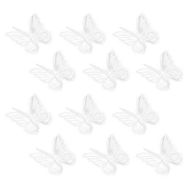 12 StüCk Schmetterlings-Spitzen-Applikationen, 60Mm AufnäHer, Weiß-image
