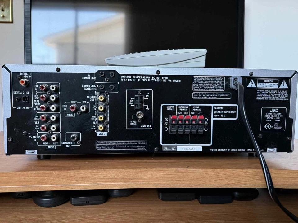 JVC RX-5042 AV Receiver – DTS/Dolby Digital – 5.1 Surround – Tested  - Image 3 of 3