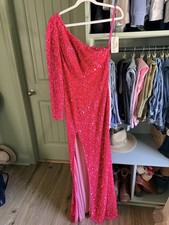 Aleta Hot Pink One-Shoulder Sequin Gown