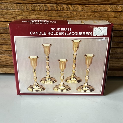 Vintage Solid Brass Candle Holder 5 Pieces Made In India New In Box