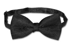 COVONA Men's BOW Tie Solid BLACK Color PAISLEY Mens BOWTIE for Tuxedo or Suit