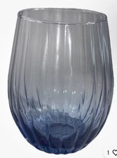 Bed Bath Beyond Spray Rib Cooler 5”H Light Blue 13.5oz Stemless Wine Glass-NEW