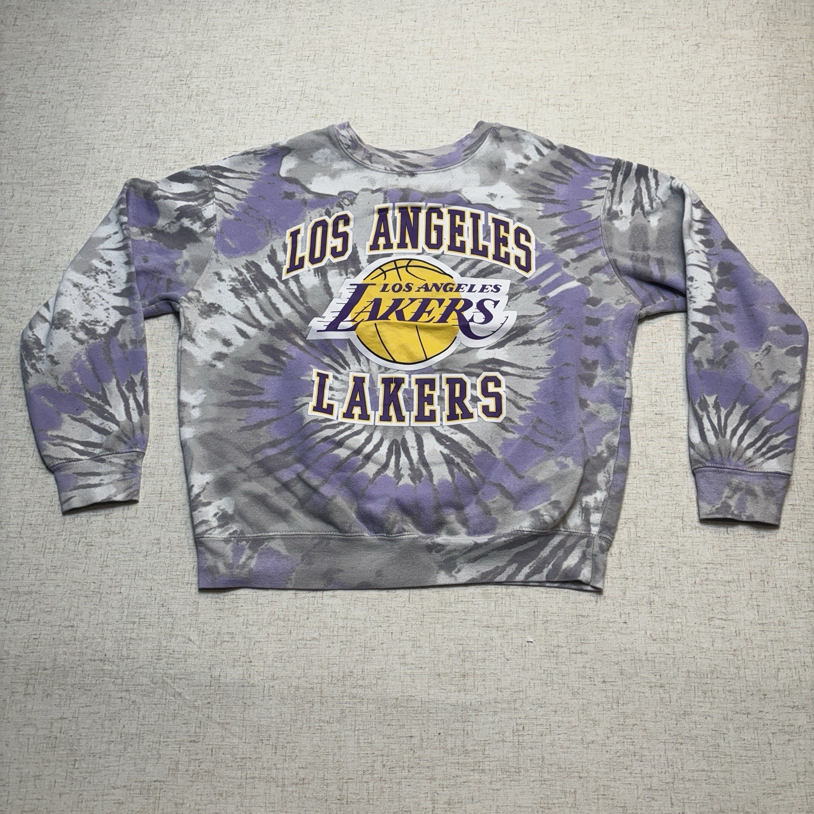 Hybrid Los Angeles Lakers NBA Basketball Sweatshirt Womens Medium Purple Tie Dye