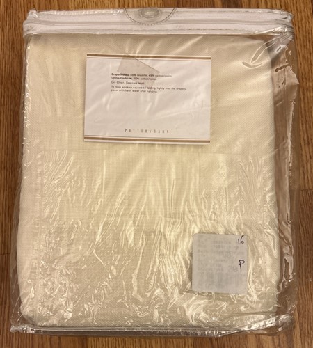 POTTERY BARN Peyton Drape Curtain Panel Pole Top  Beige Cotton 100 x 96 - Picture 3 of 4