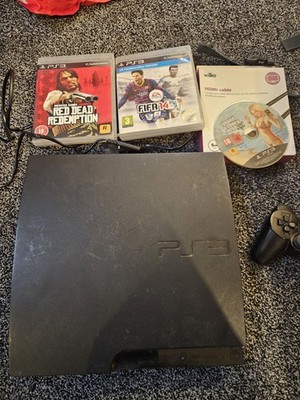 Sony Playstation 3 Slim Konsole 320GB Cech 3003B mit 3 Spielen Kabel Controller