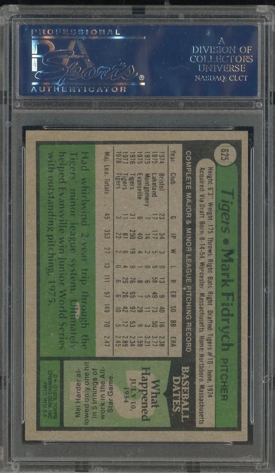 Mark Fidrych Signed 1979 Topps #625 Detroit Tigers PSA/DNA AUTO - Image 2 of 2