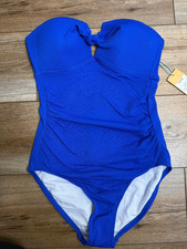 Kona Sol Women One piece Swimsuit Blue Bandeau Size S Without Strap
