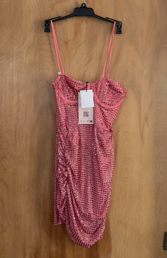 Oh Polly Azelie Embellished Draped Corset Mini Dress in Watermelon US Size  4 NWT | eBay
