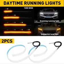 24" LED DRL Light Sequential Amber Flexible Turn Signal Strip for Headlight NEW