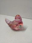 Vintage Fenton Pink Iridescent Art Glass Bird Figurine Sparrow Song Bird