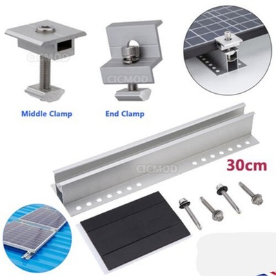 Alu Solarmodul Halterung Befestigungsschiene PV Trapezblech Flachdach Montageset