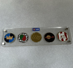 LEGO VIP Clear Acrylic Display Case Holder for 5 Round LEGO Coins, 5 Slots