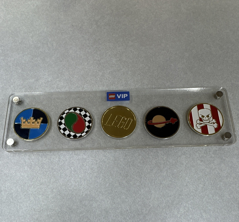 LEGO VIP Clear Acrylic Display Case Holder for 5 Round LEGO Coins, 5 Slots