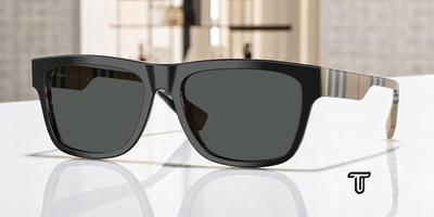 #ad BURBERRY BE4293 380687 Top Black On Vintage Check Grey 56 mm Men#x27;s Sunglasses $118.00