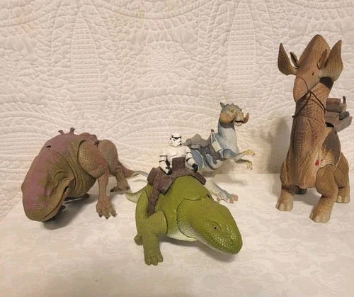 Vintage Star Wars Figures Taun Taun Dewback Ronto Reptillian Creatures Lot Lucas