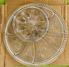 MA0005 Vtg Indiana Glass Crystal Clear Relish Oyster Deviled Egg Platter Server-
