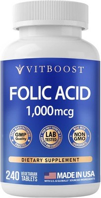 VITBOOST Folic Acid 1000 mcg (1667 mcg DFE)   240 Tablets