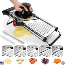 X Home Adjustable Mandoline Slicer - Stainless Steel Vegetable Cutter with Brush
