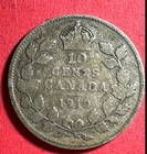 1919 Canada King George V SILVER 10 CENTS! Good! Old Canadian Coin!