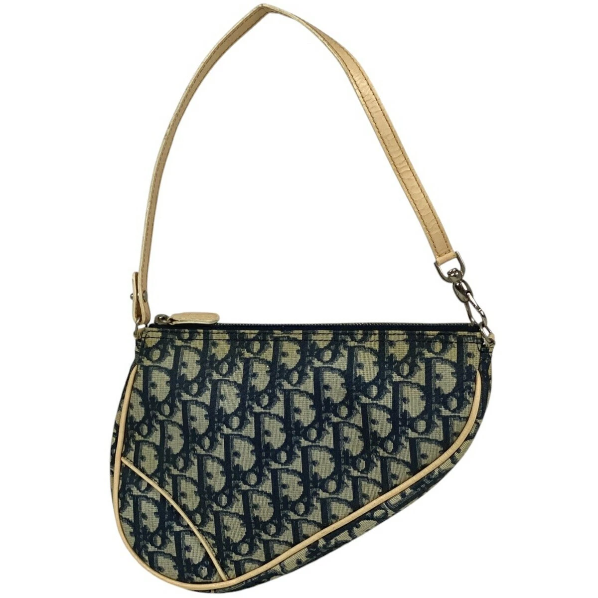 Sac à main Christian Dior motif trotteur selle une épaule toile enduite bleu marine