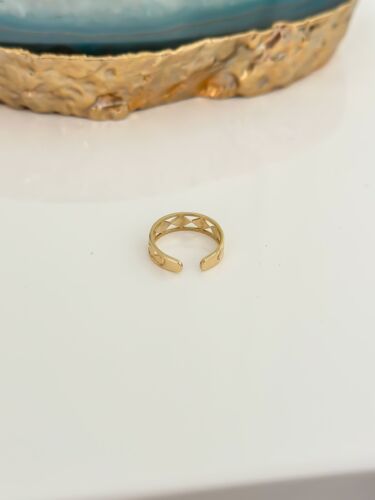 14k Solid Gold Geometric Toe Ring, Yellow Gold - Waterproof Band, Adjustable - Picture 4 of 5