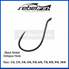 rebelFIN Octopus Hook - Black Nickel - 1/0 2/0 3/0 4/0 5/0 6/0 7/0 8/0 9/0 10/0