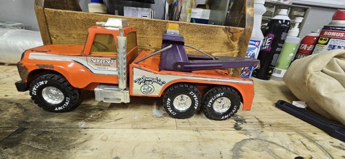 VINTAGE NYLINT BIG PUMPKIN TOW TRUCK WRECKER ORANGE STEEL - Picture 15 of 16