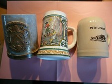 lot de 3 chopes à bières pont a celles grès losson petit paris biermarkt  BMF