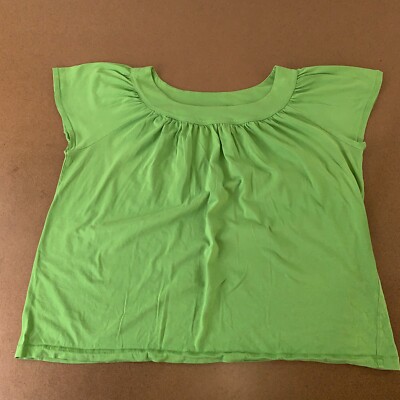 Chaus Women's Size XXL Green Short Sleeve Gathered Round Neck Pullover Blouse