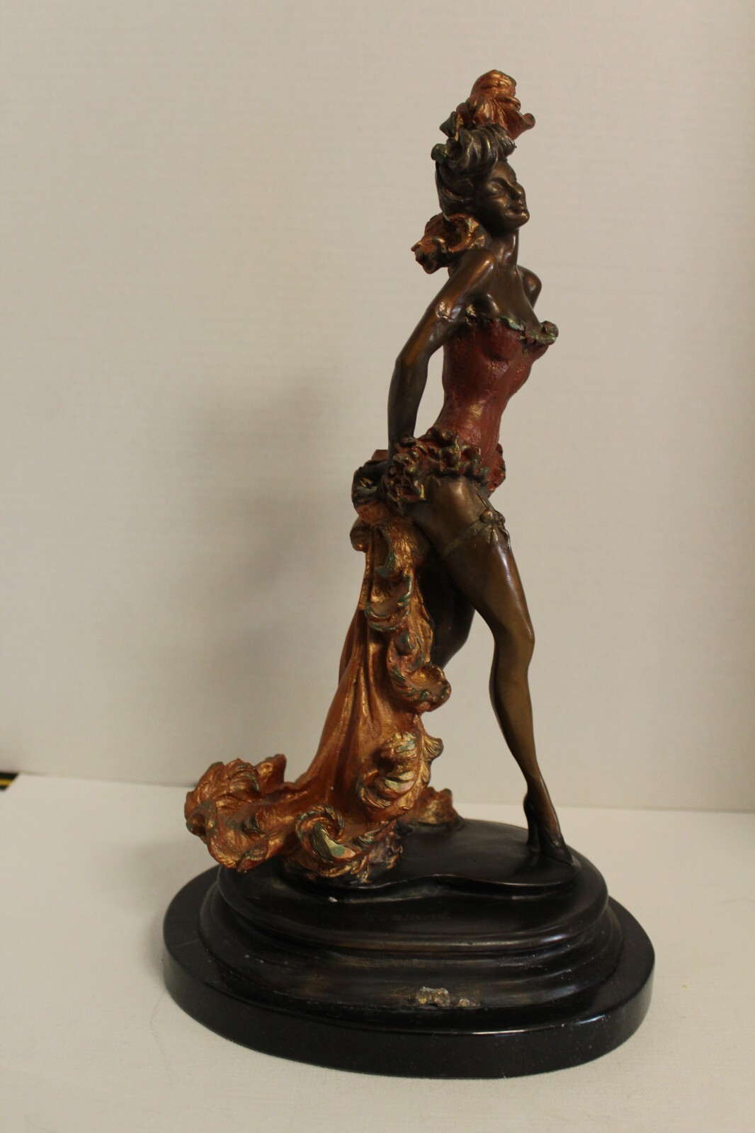 Bailarina Flamenca Española Escultura Bronce Art Deco Nouveau Base Mármol
