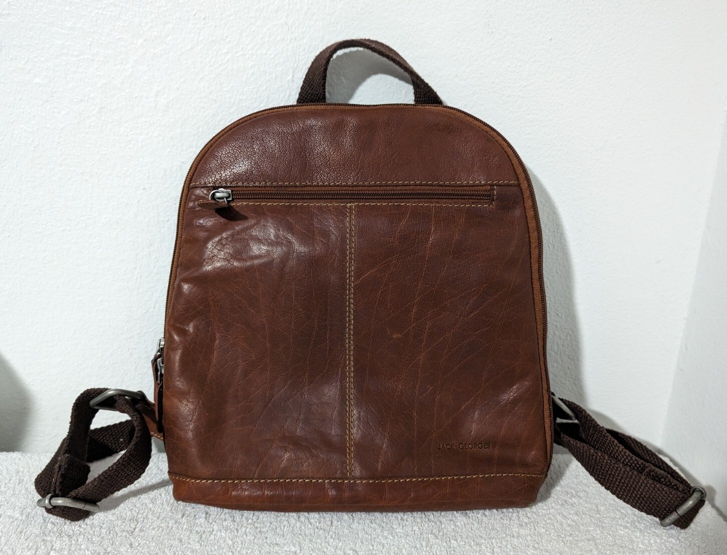 Jack Georges Voyager Small Backpack Hand-Stain Buffalo Brown Leather