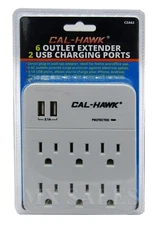 6 Outlet Electrical Power Grounded Wall Socket Tap W/ 2 USB 3.1A