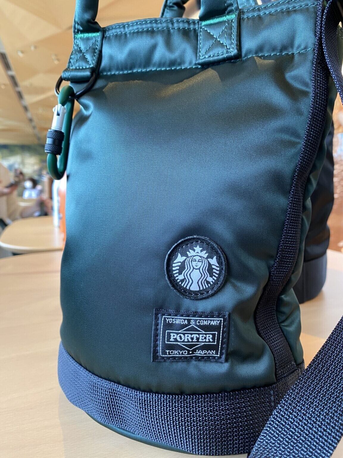 Starbucks Japan PORTER Coffee Bean Shape Drum Bag S Limited YOSHIDA Black  Green