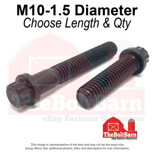 M10-1.5 Metric 12 Point Flange Screws Bolts Black Oxide (Pick Length & Qty)