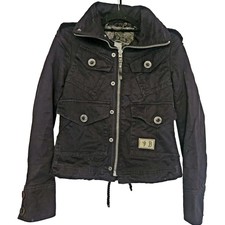 Diesel Jacket Womens Black Coat Medium Military Jacket Cotton Rising Sun Pockets