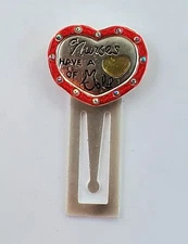 Vintage AJMC Nurses Hava A Hesrt Of Gold Bookmark Metal Enamel Rhinestone gift