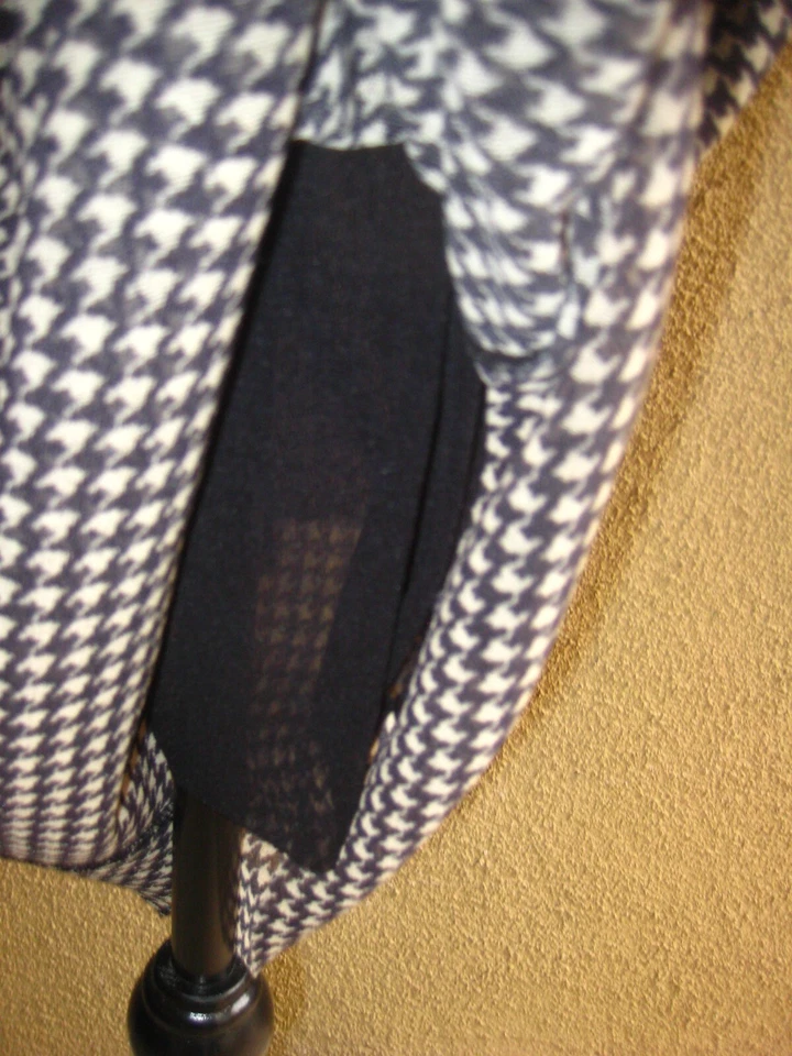 Vestido Jean Paul Gaultier Soliet Fuzzi negro/bronceado pata de gallo malla capucha forrado S Foto 4 de 4