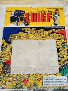 Pacific Novelty ARCADE GAME THIEF MARQUEE AND MONITOR BEZEL ORIGINAL