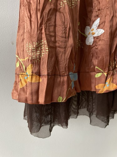 Free People 100% Silk Floral Dress Bronze UK 8 Hippie Boho Knee Length - Picture 7 of 13