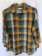 Foxcroft Shaped Womens Multicolor Plaid Button Up Shirt Multiple Different Sizes