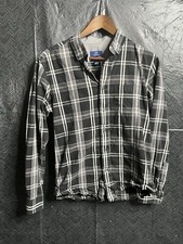 Men  s Grey Flannel Shirt Button Up Size Small George