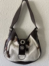 Maurizio Taiuti Authentic Cow Hide Genuine Leather Hobo Handbag Made In Italy