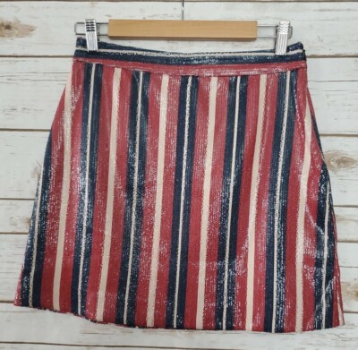 Zara Striped Red White And Blue sequin Mini Skirt Women's XS