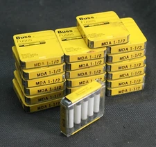 Tin of 5 Bussmann MDA 1-1/2 Miniature Ceramic Fuses 1-1/2A 250V Buss No RoHS NEW