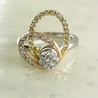 2.00CT Round Lab Created Diamond Two Circle Spinning Ring 14K 3 Tone Gold Plated