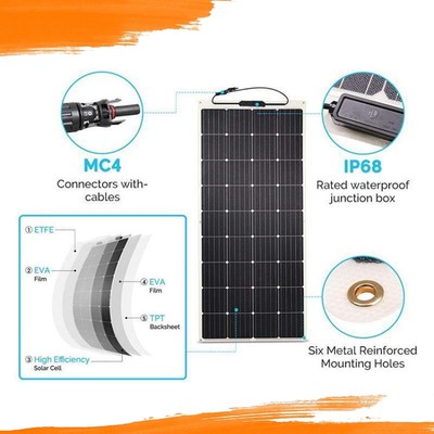 350W 18V Solar Charging Panel for Outdoor Camping RV Marine Car -Flexible Design