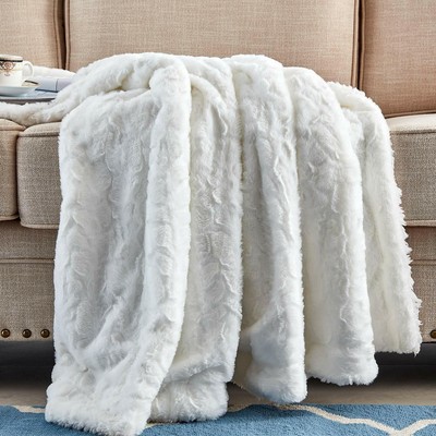 Christmas Faux Fur Blanket Soft Microfiber Plush Warm Bed Sofa Faux Fur Blanket Soft Microfiber Plush