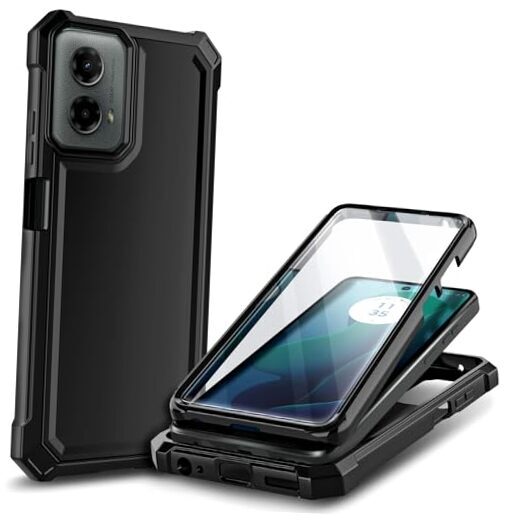 for Motorola Moto G Stylus 5G 2024 Case with Built-in Screen Protector, Black
